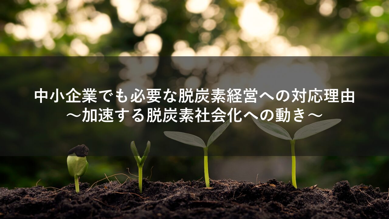 中小企業でも必要な脱炭素経営への対応理由 ～加速する脱炭素社会化への動き～