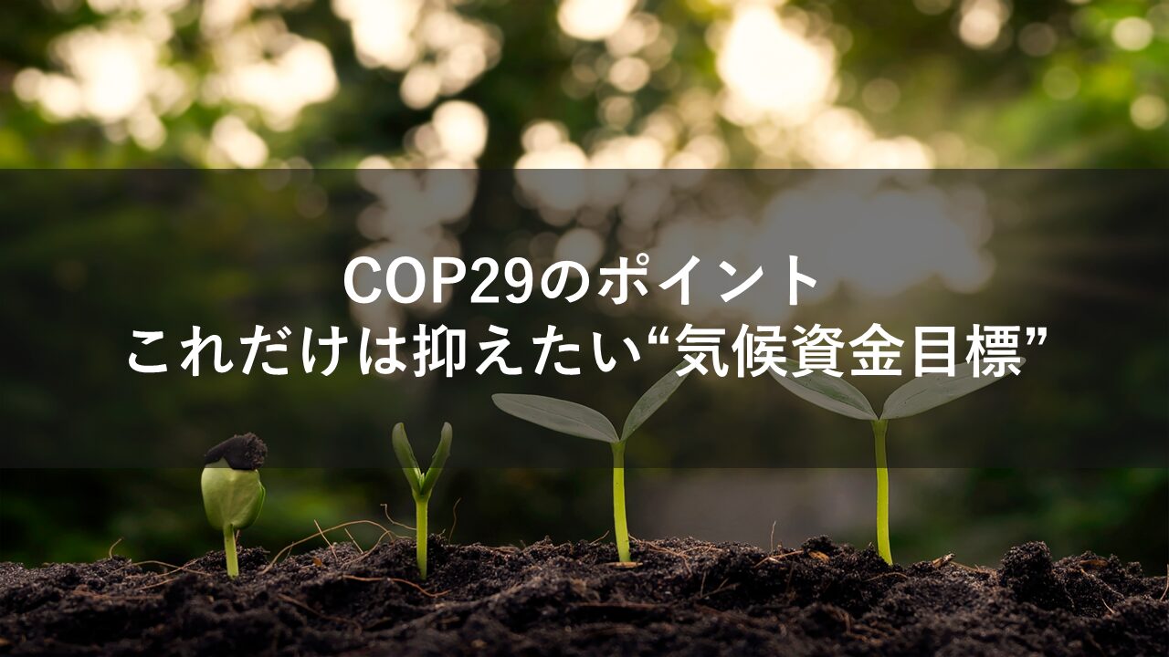 COP29のポイント　これだけは抑えたい“気候資金目標”